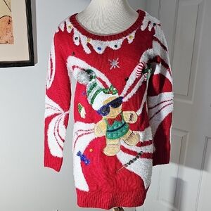 Festive Red and White Christmas Sweater. NWT Size XS. Adorable‎